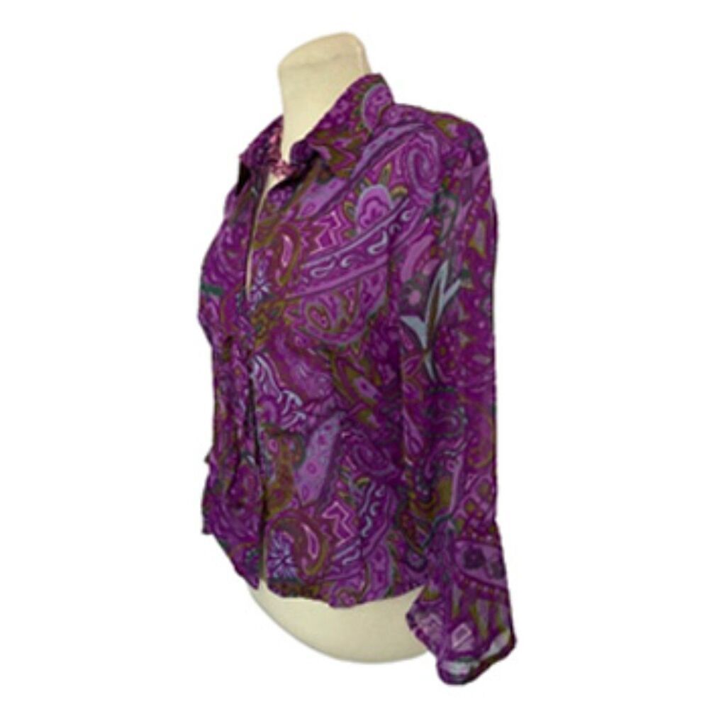 Charlotte Russe Purple Floral Tie Front Top Size L